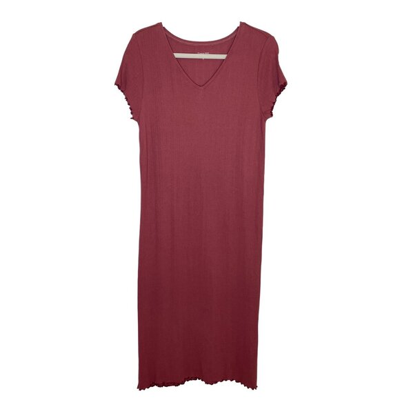 Garnet Hill Dresses & Skirts - Garnet Hill Rose Ribbed Lettuce Hem Maxi, M